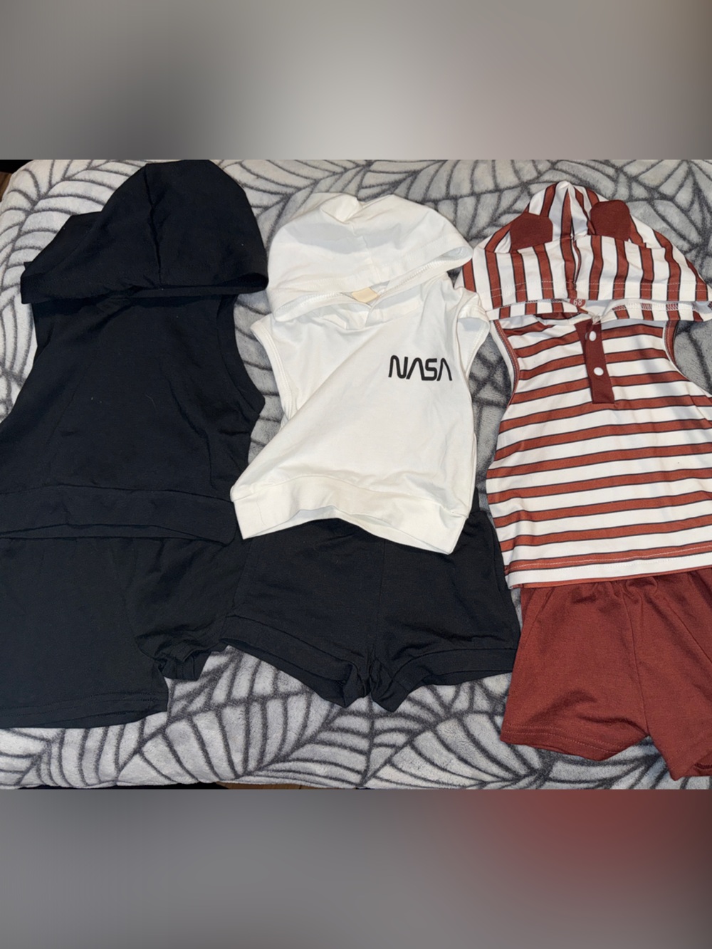 Baby Bundle of 3 Outfits - Size 3 Months - Hooded-Sleeveless w/ Shorts, NWOT